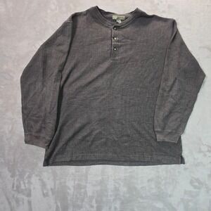 Basic Equipment Mens XL Henley Shirt Charcoal Gray Long Sleeve Ribbed Cotton